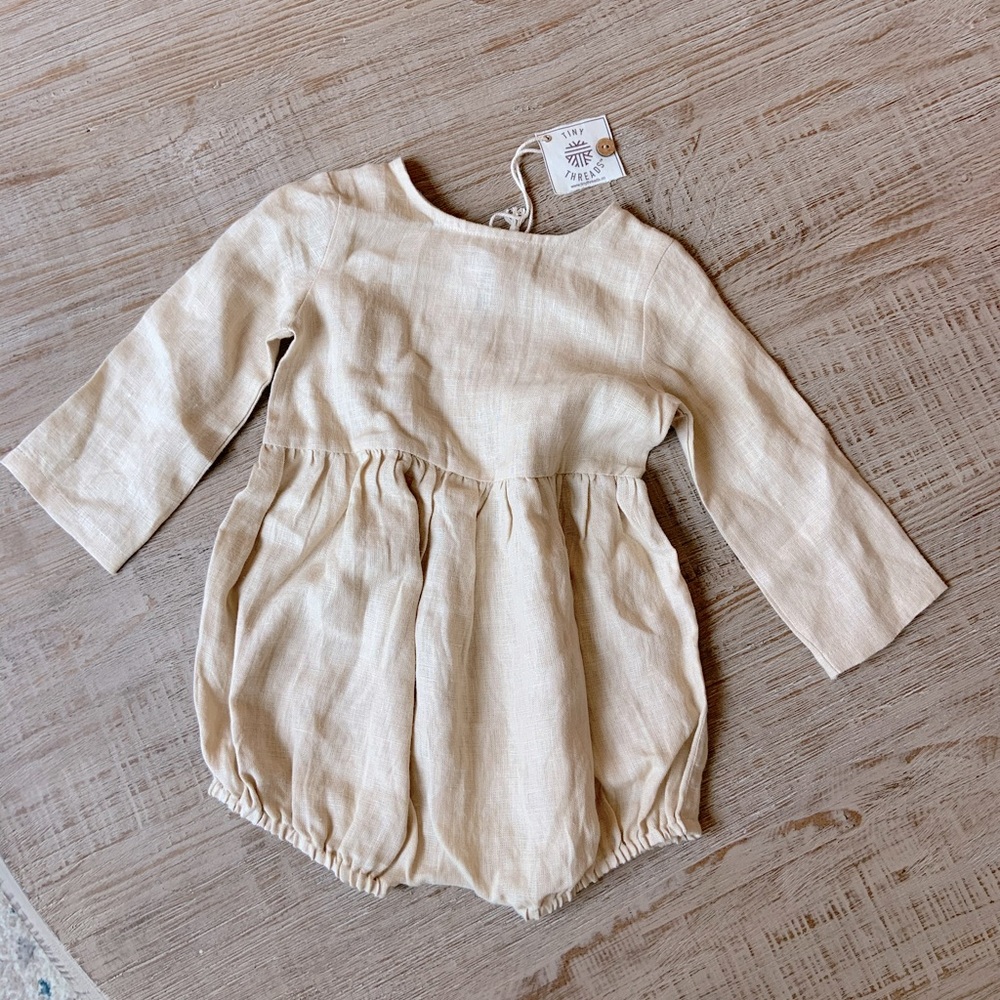 Tiny Threads linen long sleeve Romper size 12-18month